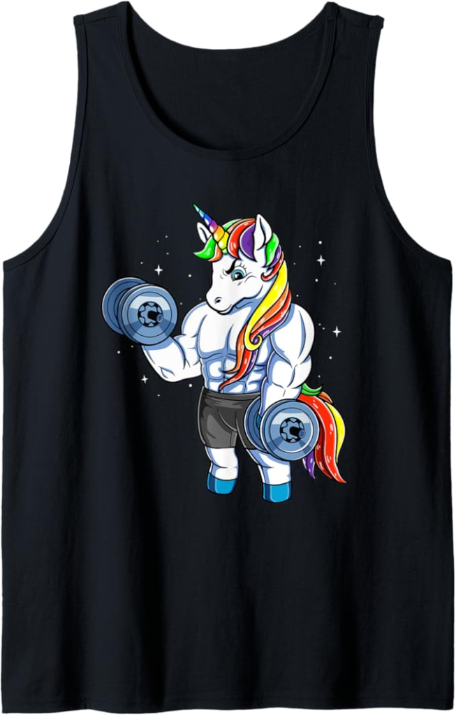 Camiseta de levantamiento de pesas con unicornio arcoíris para mujer Camiseta sin Mangas